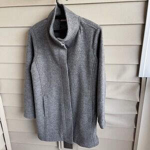 LL Bean Jacket Women XL Petite Gray Wool Unlined Coat Bellandi